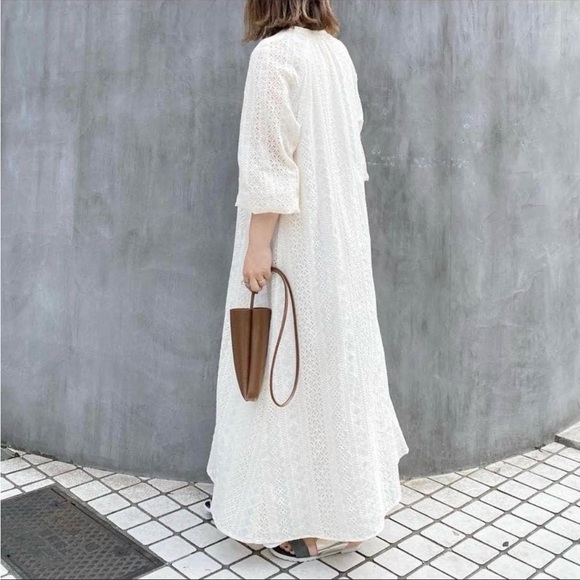 ZARA MAXI EMBROIDERERED DRESS CREAM XS - Picture 12 of 14